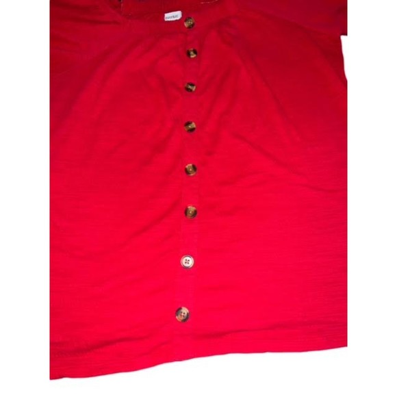 Avenue Coral Textured Knit Button Down Cap Sleeve Size 18/20 - Picture 3 of 8